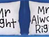 Mr right And mrs always right cushion covers VALENTINES DAY GIFT PRESENT