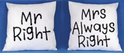 Mr right And mrs always right cushion covers VALENTINES DAY GIFT PRESENT