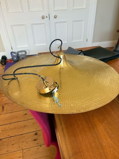 Stunning beaten brass disc lamp (Vintage Habitat) Make an offer.