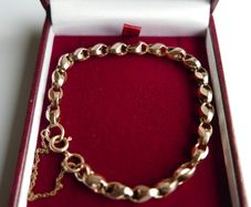 Vintage 9k Yellow Gold 375 Solid Handmade Fashion Link Bracelet length 8" -  9,4 grams