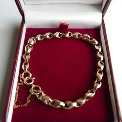 Vintage 9k Yellow Gold 375 Solid Handmade Fashion Link Bracelet length 8" -  9,4 grams