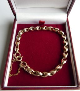 Vintage 9k Yellow Gold 375 Solid Handmade Fashion Link Bracelet length 8" -  9,4 grams