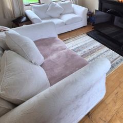Pair of Classic White Scroll-Arm Sofas