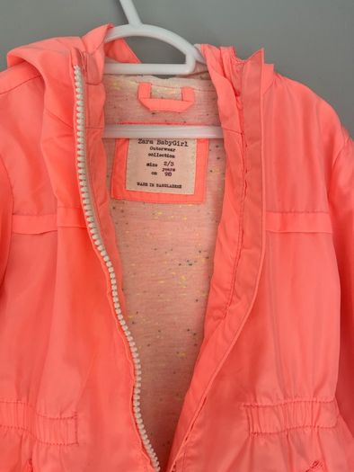 Zara girls neon peach spring summer jacket Age 2-3 EUC