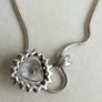 Vintage 925 Sterling Silver Heart Shaped Cut Center Stone Stunning Love Themed Pendant Necklace length 16" - 9,5g Image 5