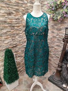 Green lace Occasion Pencil dress size 14 Postage included