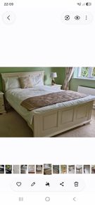 Cream frame double bed and 2 matching lockers