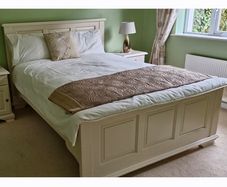 Cream frame double bed and 2 matching lockers