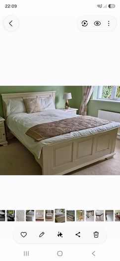 Cream frame double bed and 2 matching lockers