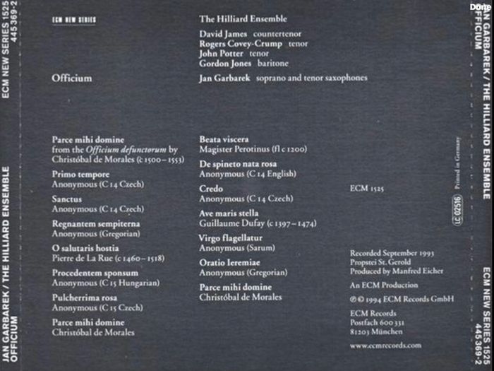 Jan Garbarek / The Hilliard Ensemble  |  Officium
