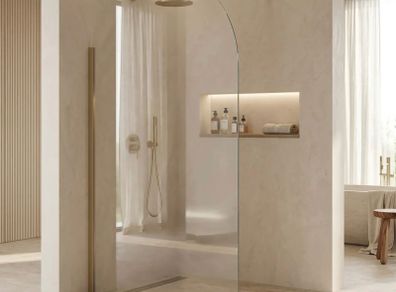 Brushed brass arched shower screen 1200mm