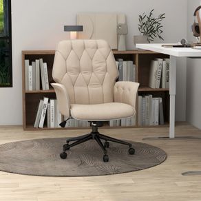 Tufted Linen Office Chair with Adjustable Height, Arm Rest & 360 Swivel Beige