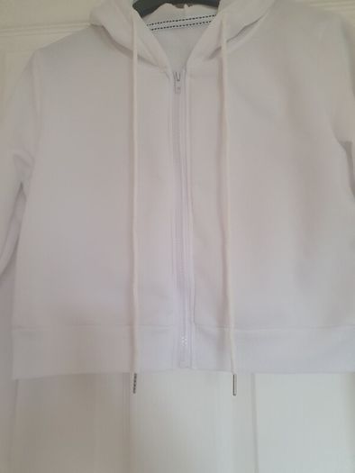 Ladies white cropped hoodie