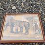 Framed Vintage Painting  Draft Horses in a Stable Image 2
