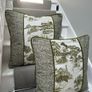 Handmade Olive Green and Cream Toile Cushion Covers Pair 20 x 20 Inches Image 2