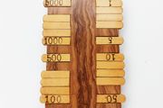 Beautiful vintage Bezique wooden scorer maker/card game point counter
