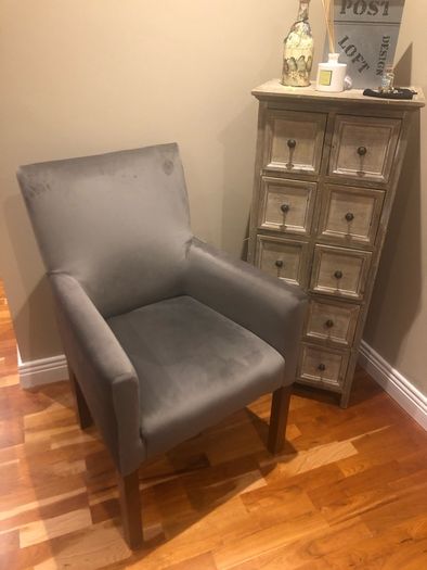 Chair in grey or taupe luxury Velvet