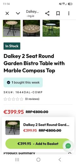 Marble Top Garden Bistro Table