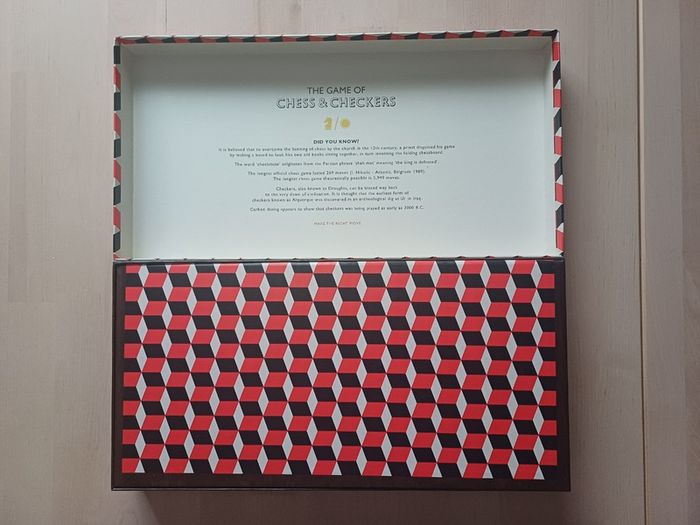 Games Room Chess Checkers Board Game Box Set Red & Black Edition OOP