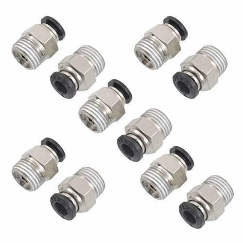 1/4" PT Male Thread 6mm Straight Pneumatic Push in Quick Fitting Connectors for PETF Tube 10Pcs