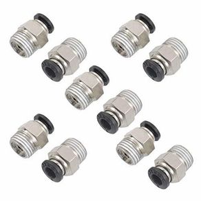 1/4" PT Male Thread 6mm Straight Pneumatic Push in Quick Fitting Connectors for PETF Tube 10Pcs