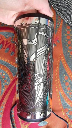 Celtic style large silver metal and leather cuff bangle new