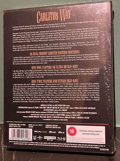 Carlitos Way 4K UHD - Limited Edition 2 Disk Set - Out of Print