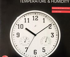 Wall Clock With Temperature And Humidity 25cm x 4.5cm - Made In Germany