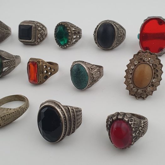 Ancient Inspired Brass Rings Set of 15 Collectible Jewellery Pieces