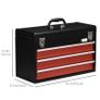 3 Drawer Tool Chest, Lockable Metal Tool Box, Portable Toolbox with Ball Bearing Runners, 510mm x 220mm x 320mm Image 3