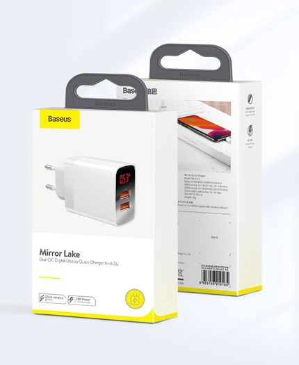 2 X Baseus QC 3.0 Dual USB Ports 18W Fast Wall Charger UK Plug (Brand New/Warranty)