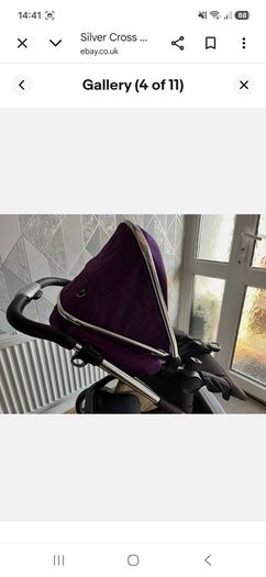 Purple silver cross  pram