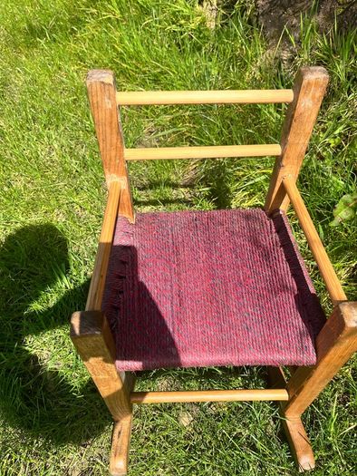Vintage Irish Sugan Child's Rocking Chair