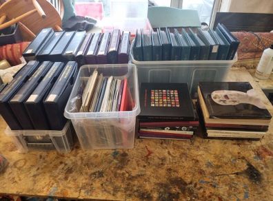 Huge Stamp and Coin Collection Job Lot Albums, First Day Covers Royal Mail Sets