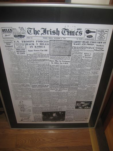 Irish times framed page of day of birth