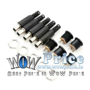 46111 10x 12V Plastic Male Plugs + Female Socket Panel Mount Jack DC Power Connector