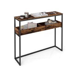 Console Table Slim Vintage Brown