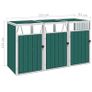 Triple Garbage Bin Shed Green 213x81x121 cm Steel Image 4
