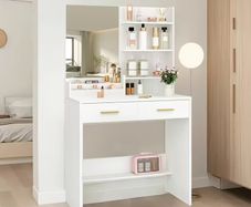 Dressing table white with gold handles