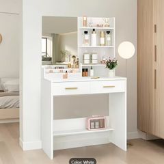 Dressing table white with gold handles