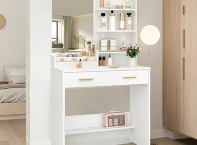 Dressing table white with gold handles