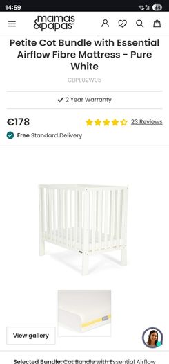 Mamas & Papas Petite Cot & Mattress