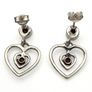 925 Sterling Silver & Garnet Textured Heart Stud Earrings Image 5