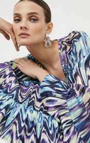 New With Tags Karen Millen Tie Dye Studded Woven Mini Drama Kimono Dress