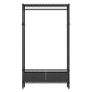 Industrial Open Wardrobe Rail with Drawers Black Steel Clothes Storage Unit Image 3