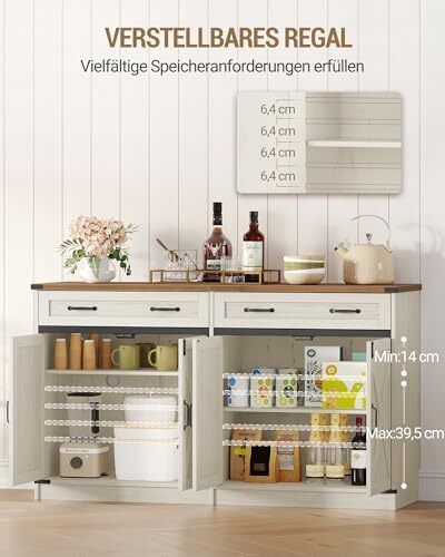 Sideboard, Buffet Cabinet with 2 Drawers, 4 Doors