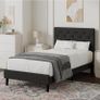 Single Bed Frame, 90 x 190 cm, with Adjustable Upholstered Headboard, Heavy Duty 256kg Weight Capacity, Easy Assembly, No Box Spring Needed, Grey Image 7