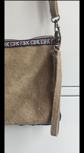 Authentic Italian Suede Crossbody Bag Genuine Leather Boho Style
