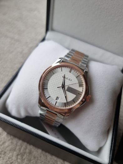 (New) Gucci Rose Gold Classic Two Tone Watch, Swiss Made