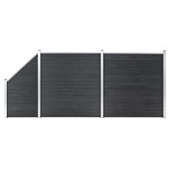 WPC Fence Set 2 Square + 1 Slanted 446x186 cm Grey